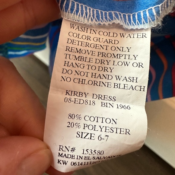 Eleanor Rose Girls Kirby Dress Rainbow Stripes Ruffle Sleeve (Size 6-7) - Picture 5 of 5